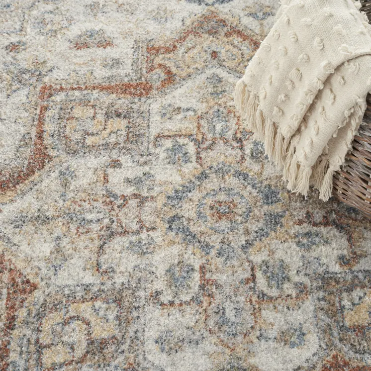 8' X 10' Gray and Ivory Moroccan Power Loom Washable Area Rug