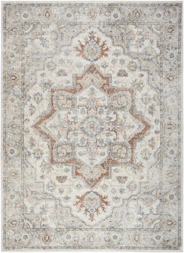 8' X 10' Gray and Ivory Moroccan Power Loom Washable Area Rug