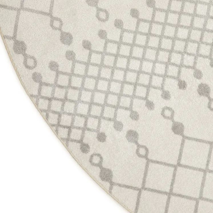 8' Gray And Ivory Moroccan Washable Round Rug