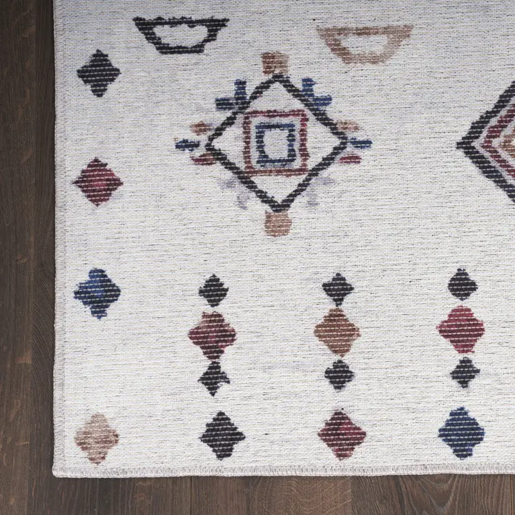 6' X 9' Gray and Brown Geometric Power Loom Washable Area Rug