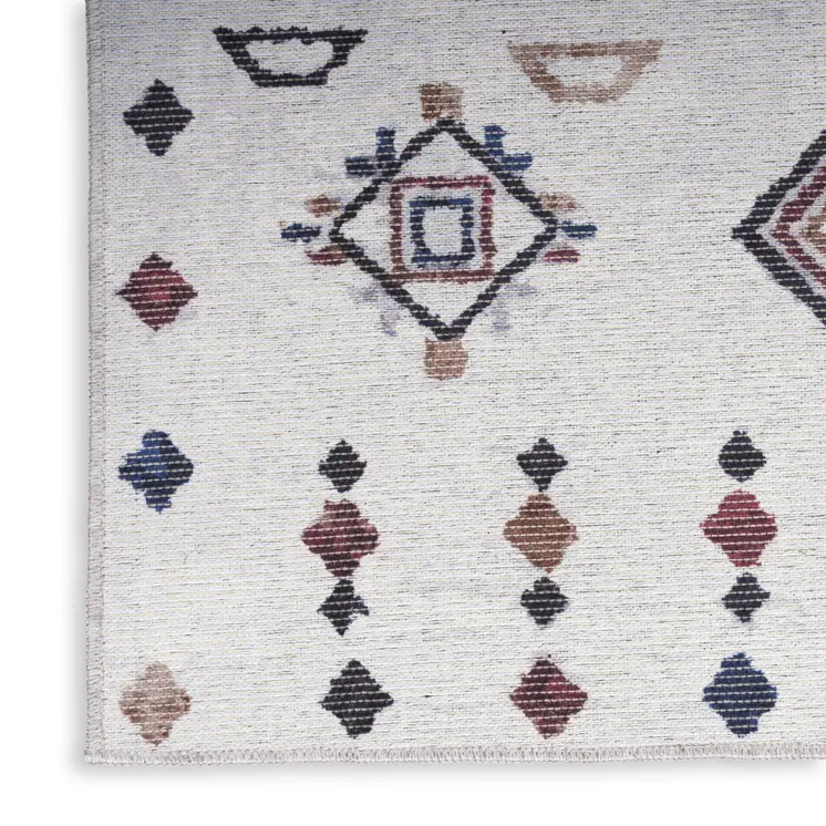 6' X 9' Gray and Brown Geometric Power Loom Washable Area Rug