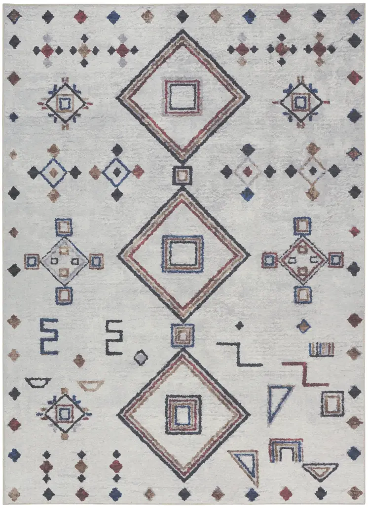 8' X 10' Gray and Brown Geometric Power Loom Washable Area Rug