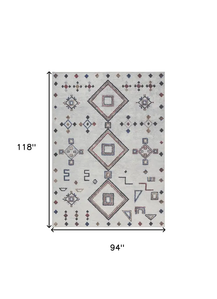 8' X 10' Gray and Brown Geometric Power Loom Washable Area Rug
