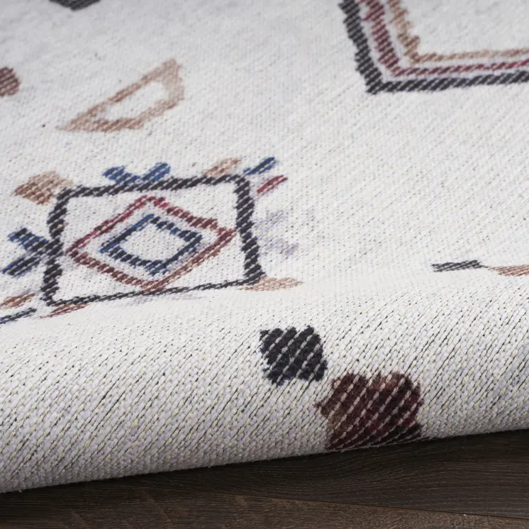 9' X 12' Gray and Brown Geometric Power Loom Washable Area Rug