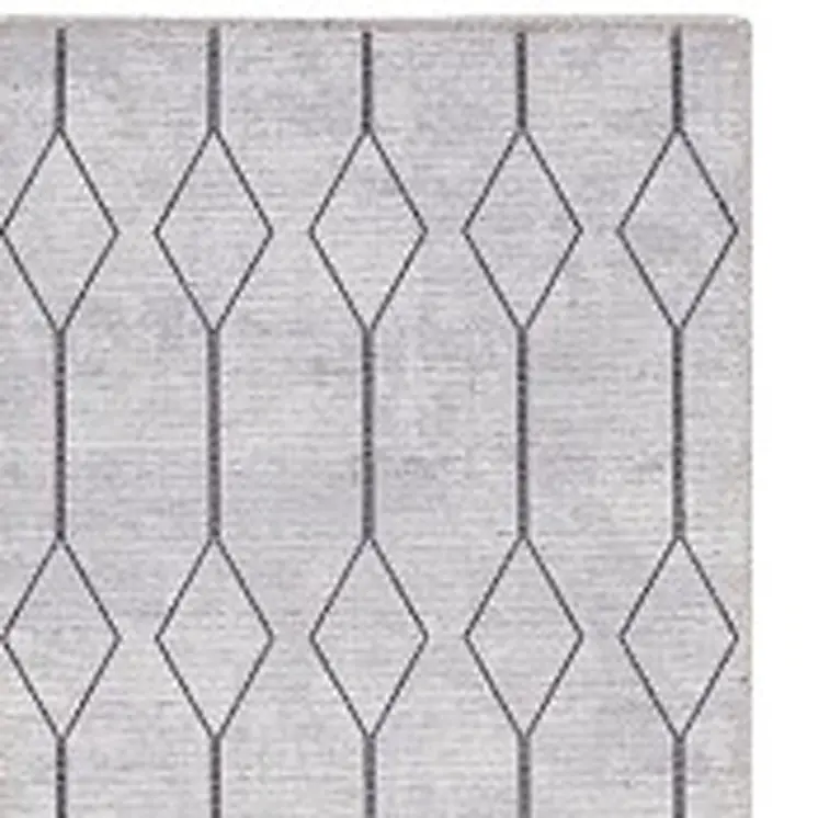 10' Cream Geometric Washable Runner Rug