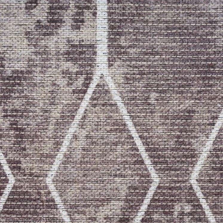 10' Brown Geometric Washable Runner Rug