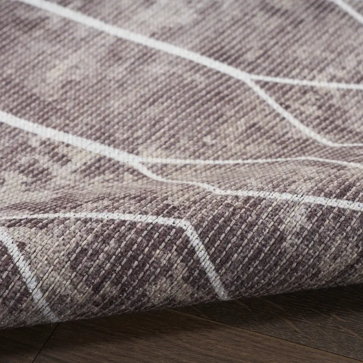 10' Brown Geometric Washable Runner Rug