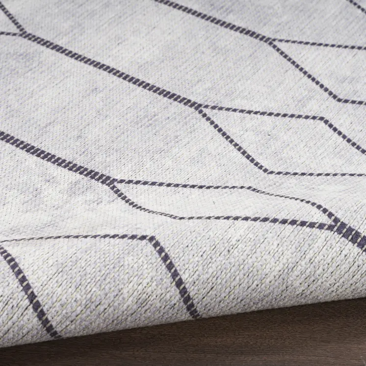 5' X 7' Gray and Ivory Geometric Power Loom Distressed Washable Area Rug