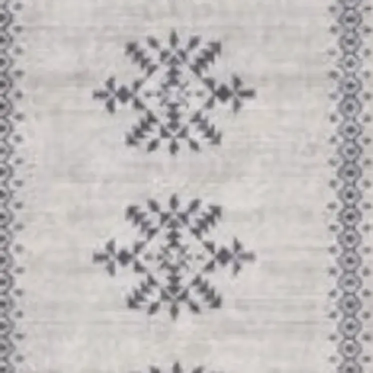 8' Gray Geometric Washable Runner Rug