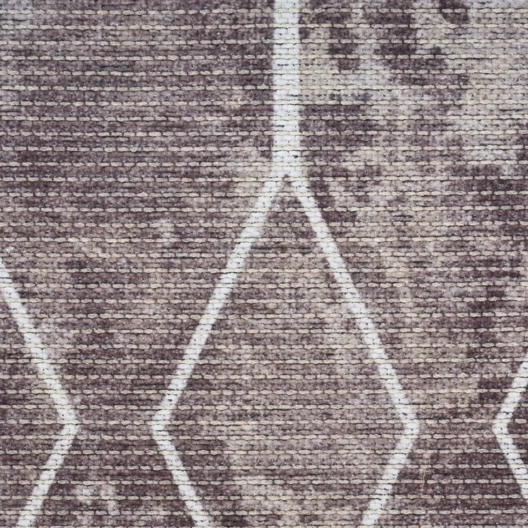 8' Brown Geometric Washable Runner Rug