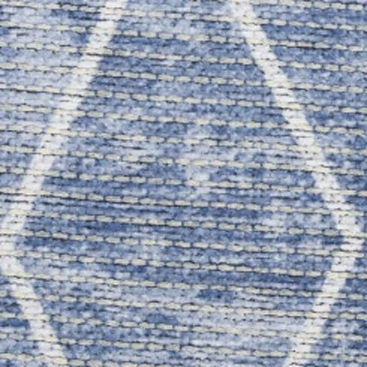 9' X 12' Blue and Beige Geometric Power Loom Washable Area Rug