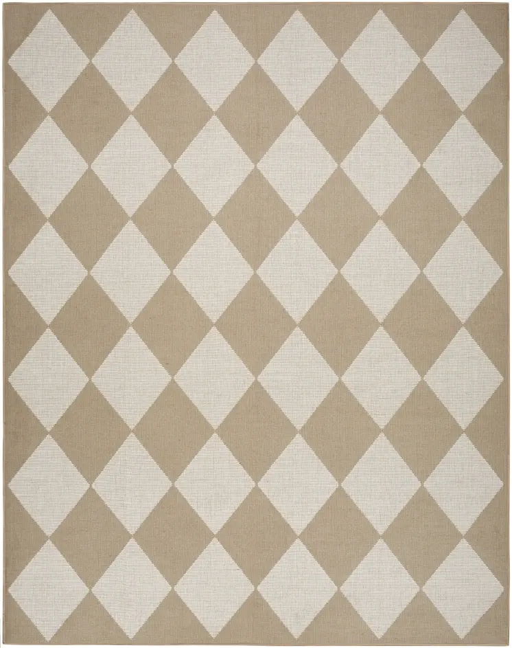 5' X 7' Natural and Ivory Geometric Power Loom Washable Non Skid Area Rug