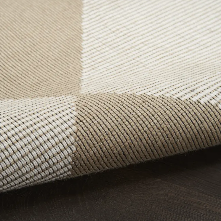 5' X 7' Natural and Ivory Geometric Power Loom Washable Non Skid Area Rug