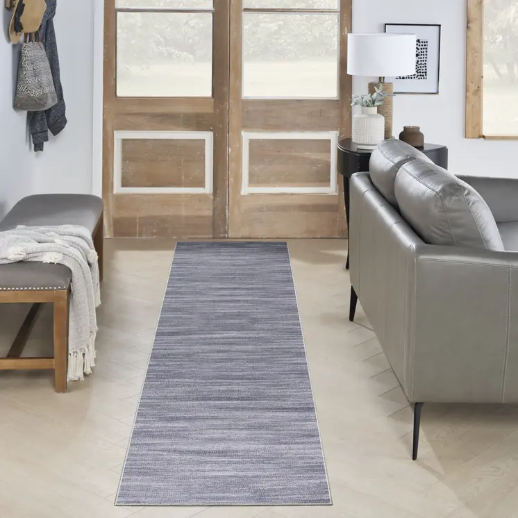 10' Gray Abstract Washable Runner Rug