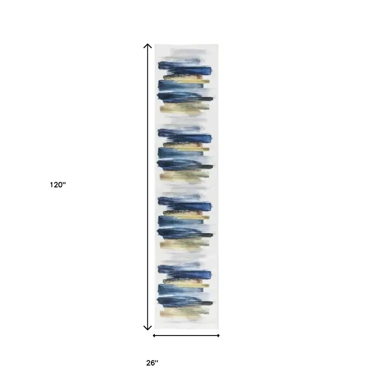 10' Blue Abstract Washable Runner Rug