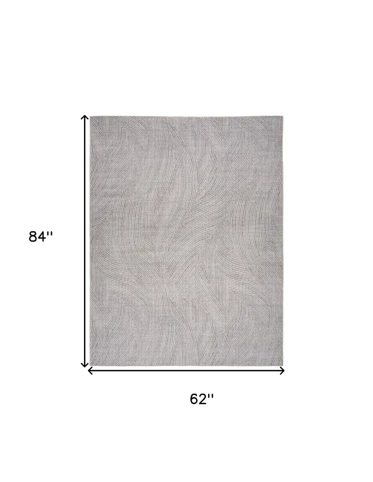 5' X 7' Gray and Ivory Abstract Power Loom Washable Non Skid Area Rug
