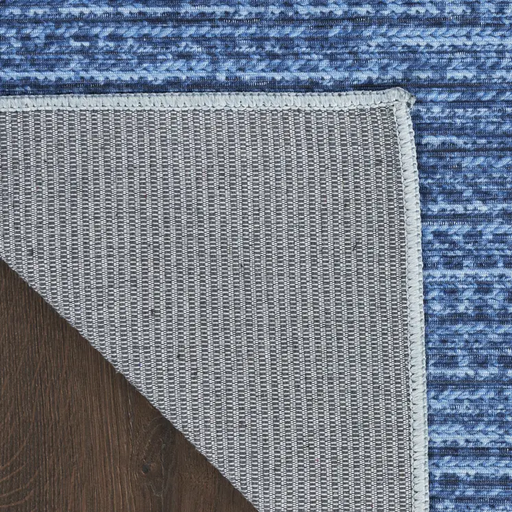 6' X 9' Blue Abstract Power Loom Washable Non Skid Area Rug