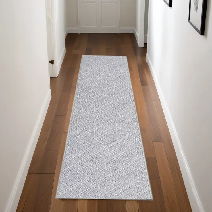 8' Gray Abstract Washable Runner Rug