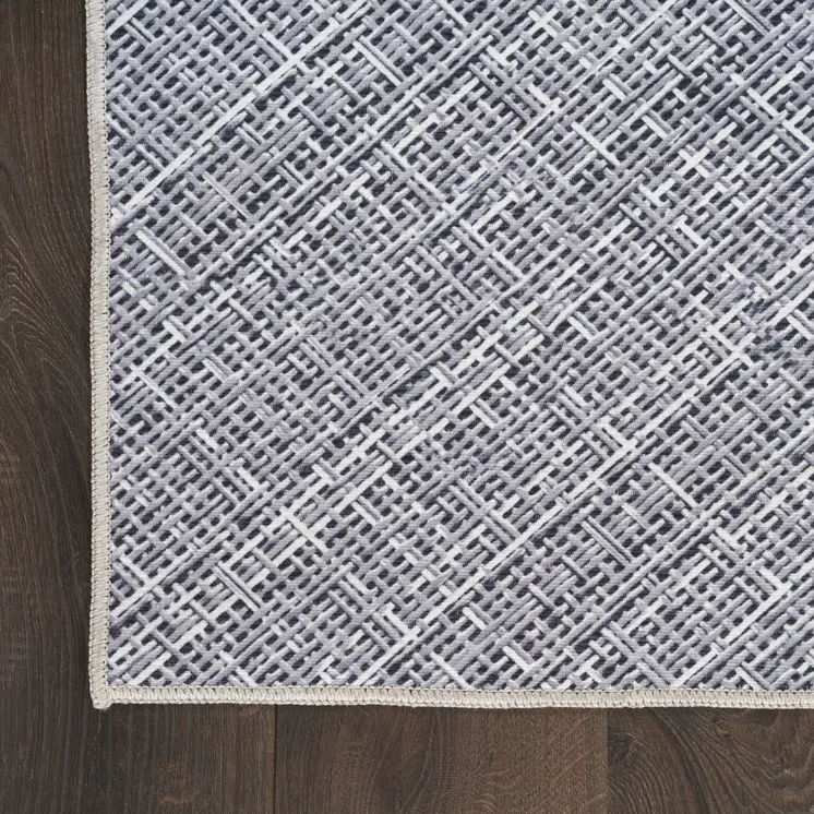 8' Gray Abstract Washable Runner Rug