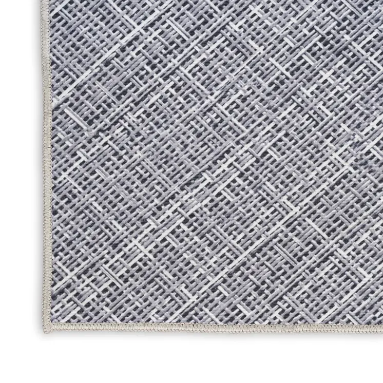 8' Gray Abstract Washable Runner Rug