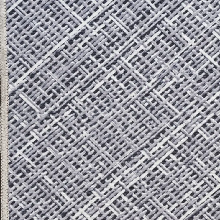 8' Gray Abstract Washable Runner Rug