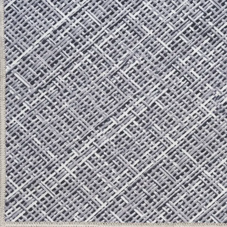 8' Gray Abstract Washable Runner Rug