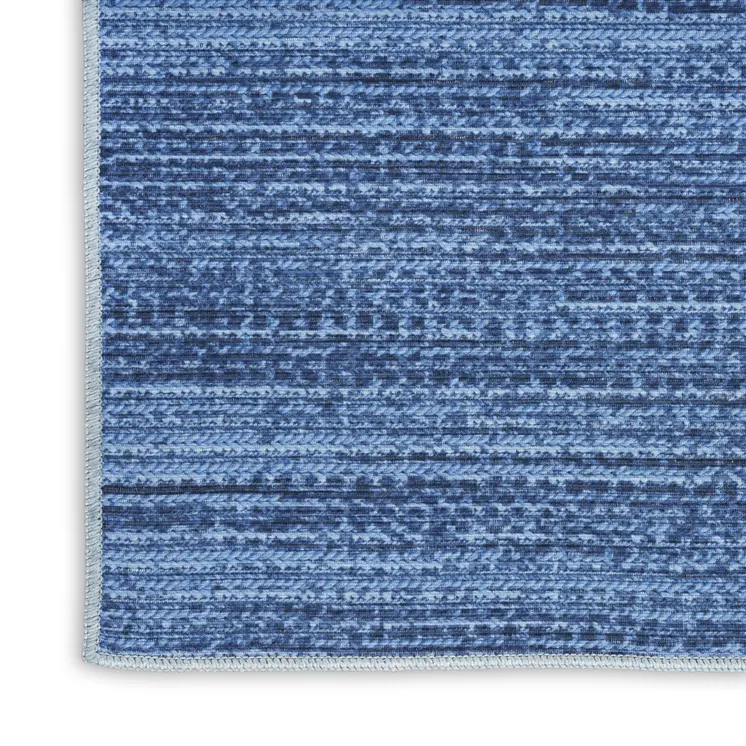9' X 12' Blue Distressed Washable Area Rug