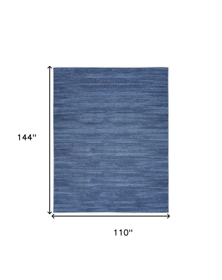 9' X 12' Blue Distressed Washable Area Rug