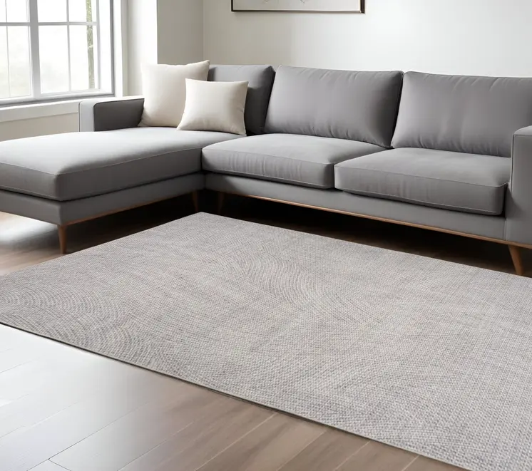 9' X 12' Gray And Ivory Abstract Washable Area Rug