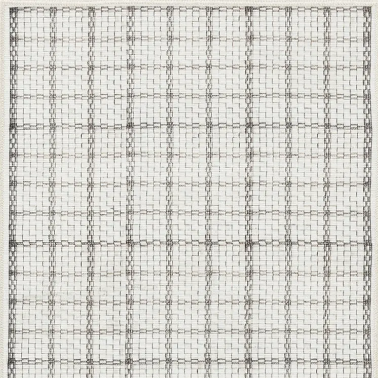 10' Gray And Ivory Geometric Washable Runner Rug