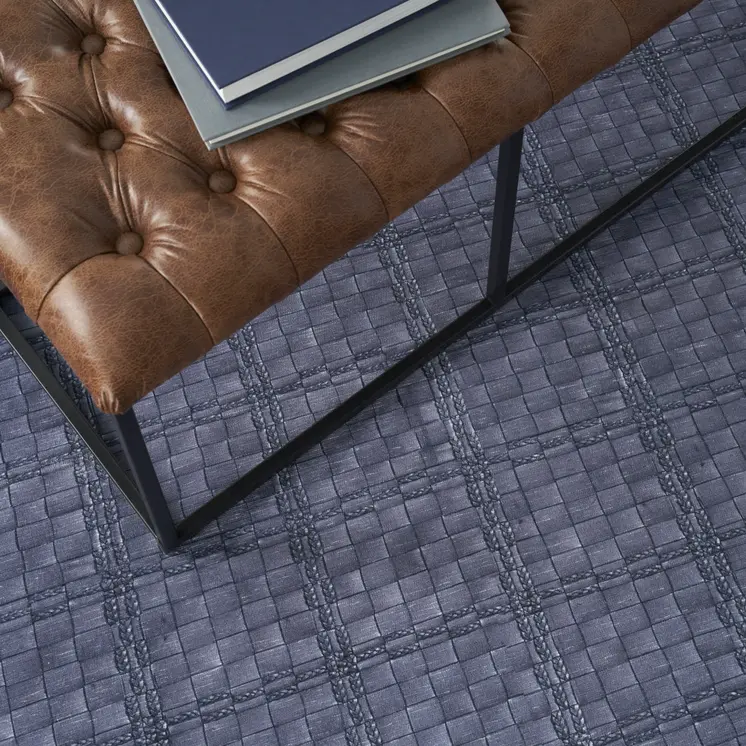 5' X 7' Blue and Gray Geometric Power Loom Washable Non Skid Area Rug