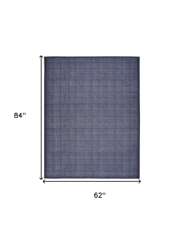 5' X 7' Blue and Gray Geometric Power Loom Washable Non Skid Area Rug