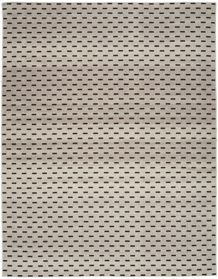 6' X 9' Ivory and Brown Geometric Power Loom Washable Non Skid Area Rug
