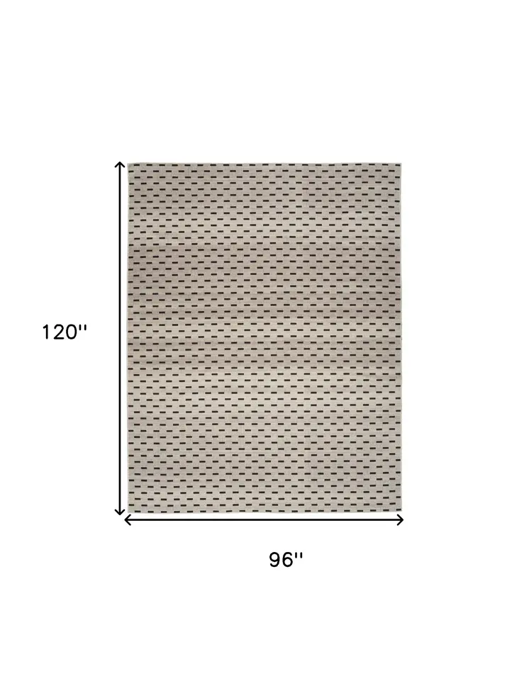 8' X 10' Black and Ivory Abstract Power Loom Washable Non Skid Area Rug