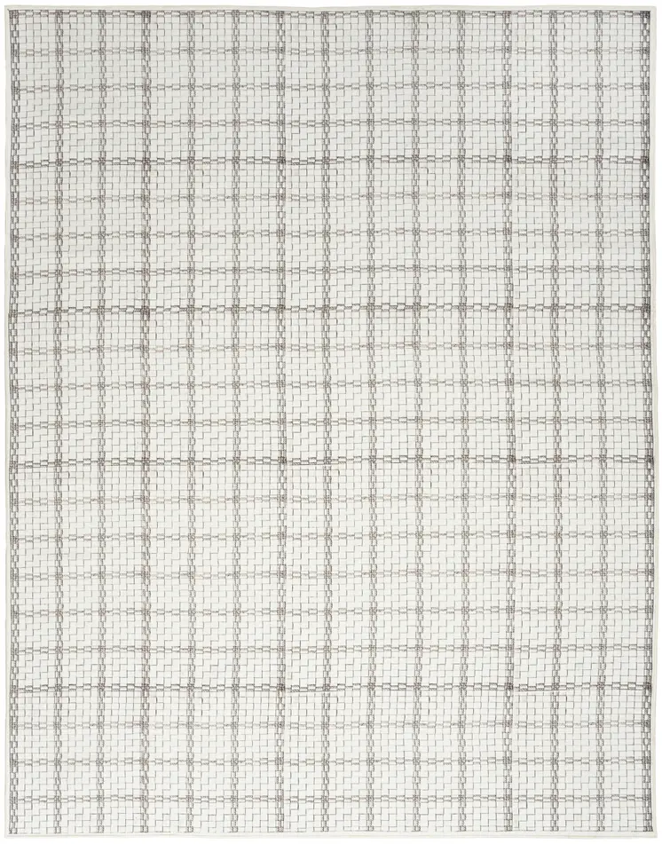 9' X 12' Gray and Ivory Geometric Power Loom Washable Non Skid Area Rug