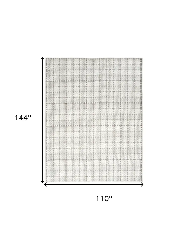 9' X 12' Gray and Ivory Geometric Power Loom Washable Non Skid Area Rug