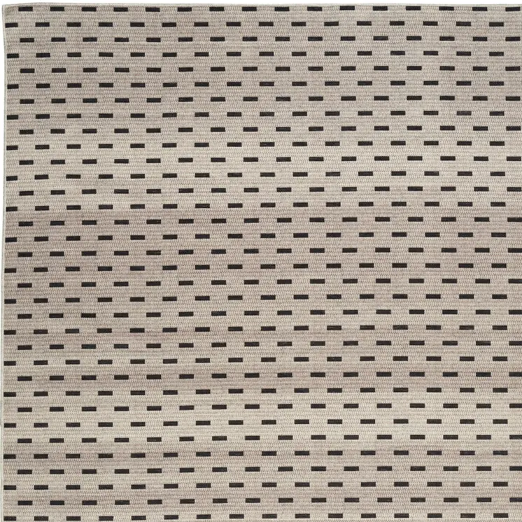 9' X 12' Cream And Black Geometric Washable Area Rug