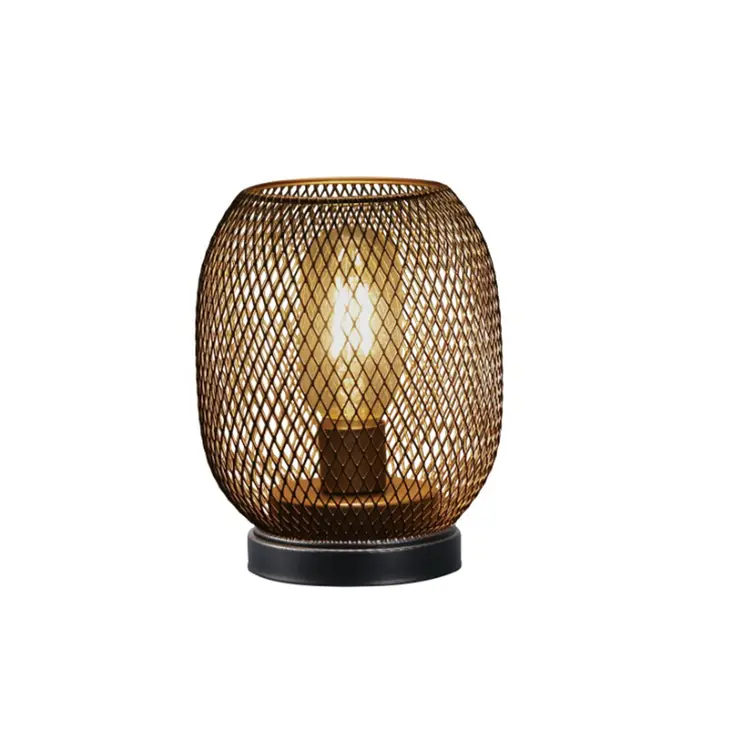 Set of Two 7" Black Metal Lantern Bedside Lamps With Black Lattice Cage Shade