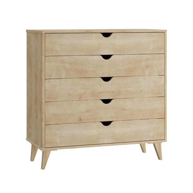 36" Natural Wood Five Drawer Dresser