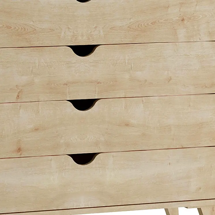 36" Natural Wood Five Drawer Dresser