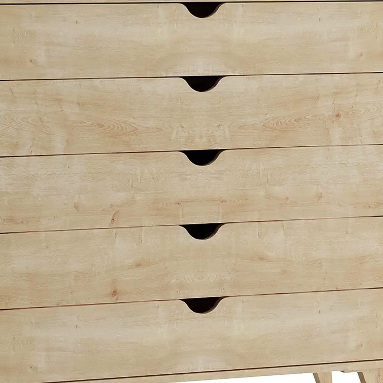 36" Natural Wood Five Drawer Dresser