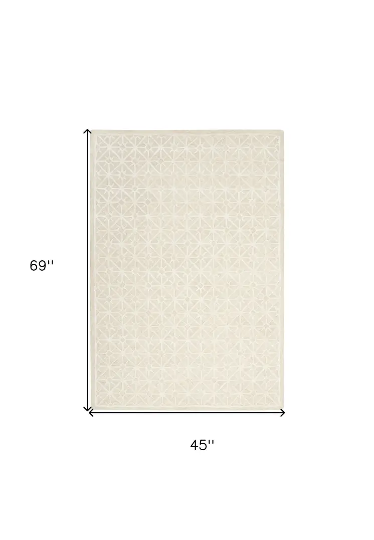 4' X 6' Ivory and Tan Geometric Hand Tufted Area Rug