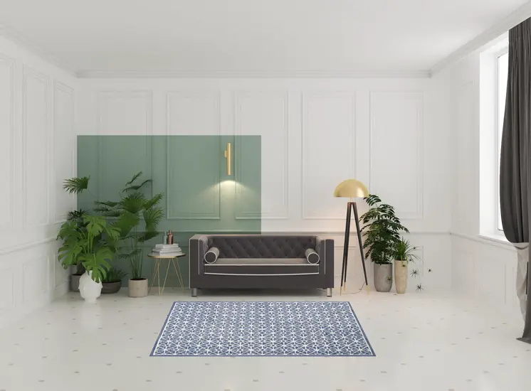 5' X 7' Blue and Off White Geometric Hand Tufted Area Rug