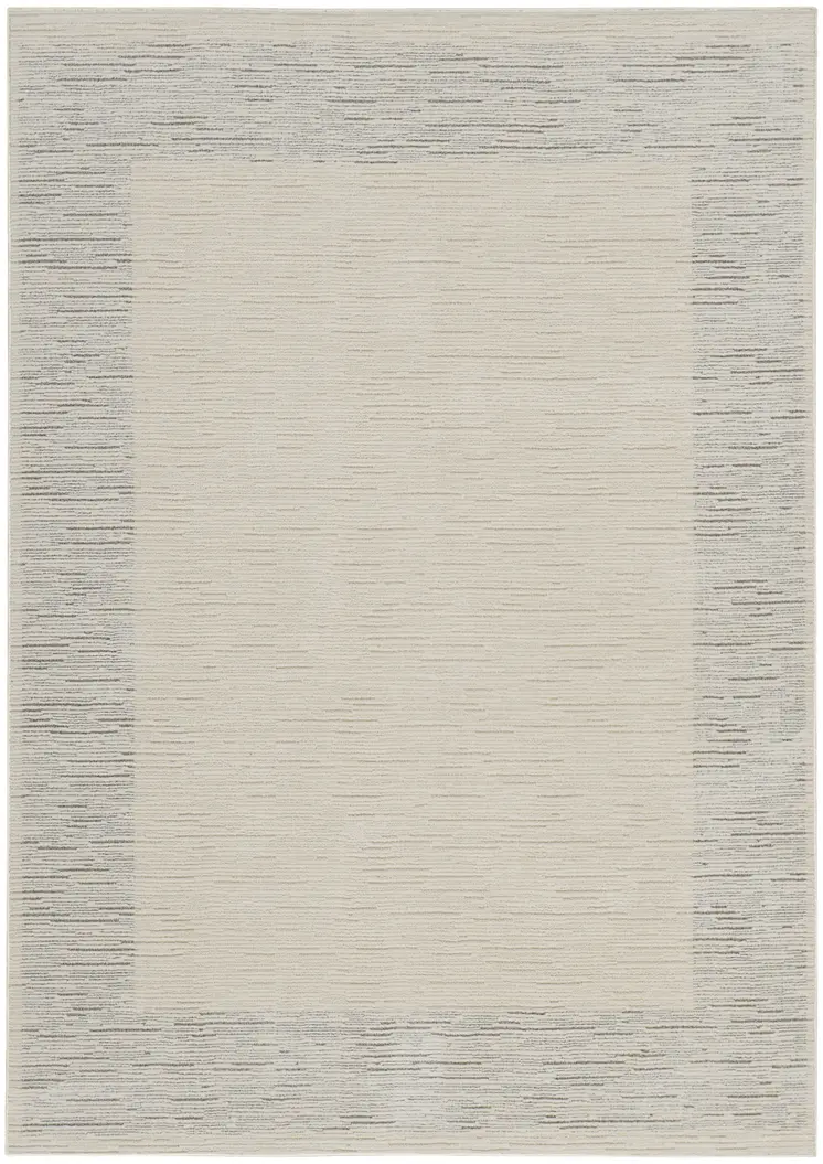 4' X 6' Gray And Ivory Striped Area Rug