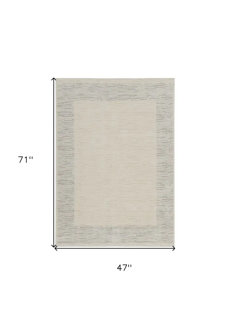 4' X 6' Gray And Ivory Striped Area Rug