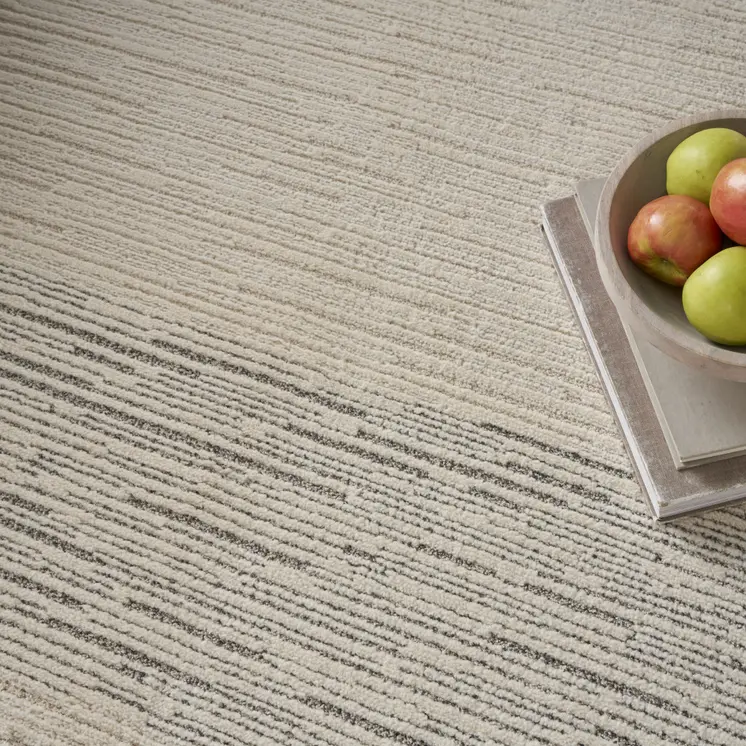 4' X 6' Gray And Ivory Striped Area Rug