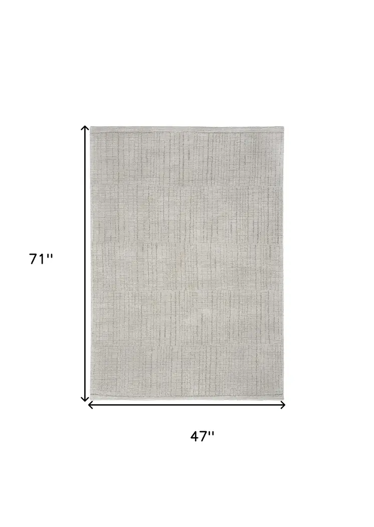 4' X 6' Gray and Silver Abstract Power Loom Area Rug