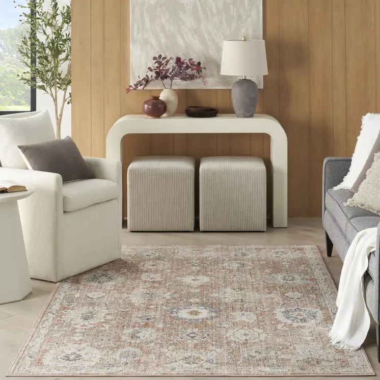 5' X 7' Gray And Ivory Striped Area Rug