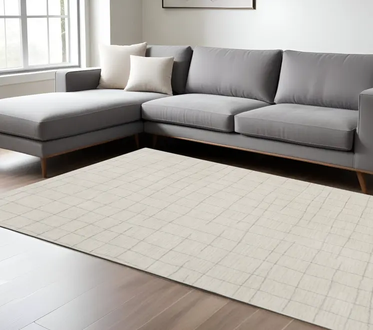 6' X 9' Gray And Ivory Abstract Area Rug