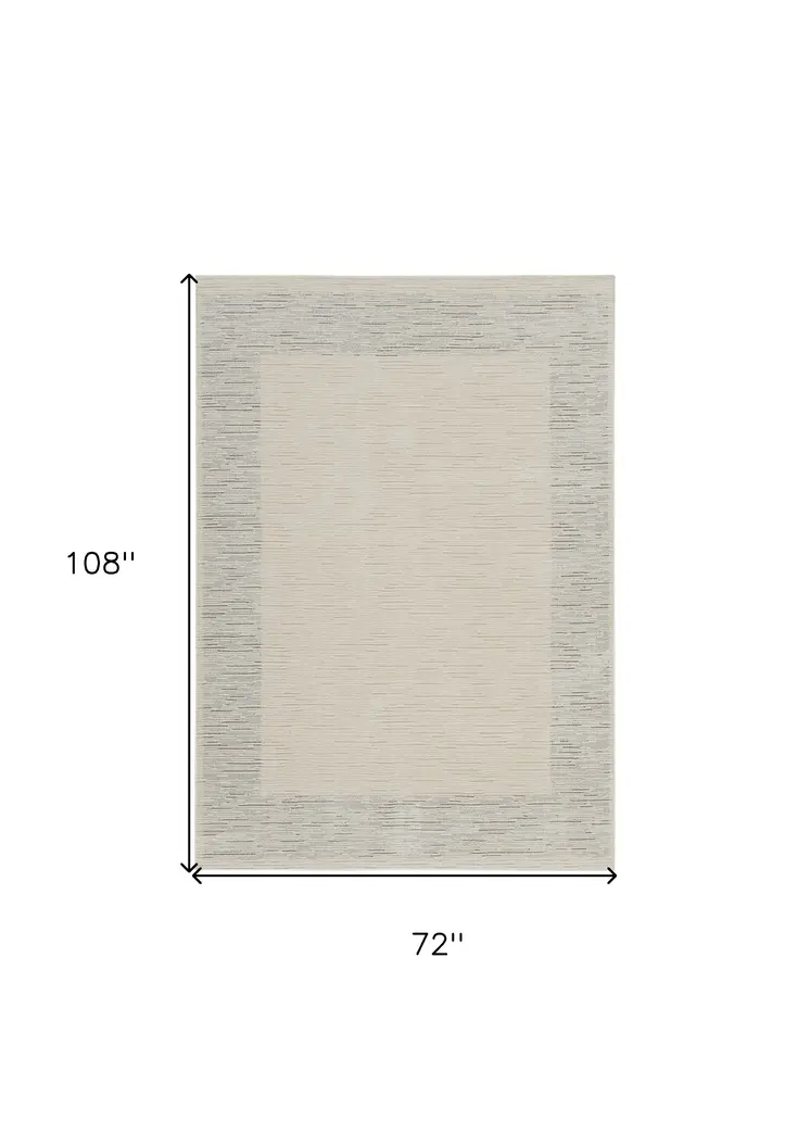 6' X 9' Gray And Ivory Striped Area Rug